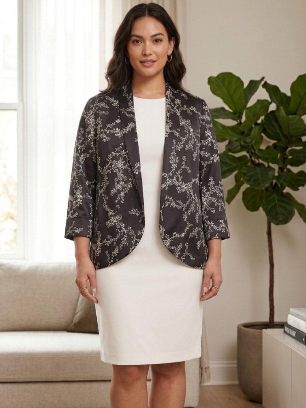 Black Floral Blazer XL